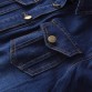 Autumn Women Dark Blue Long Denim Jacket Breasted Closure Side Slit Korean Style Fashion Loose Casual Coat32735114655