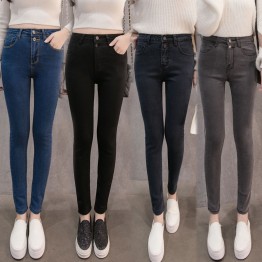 Autumn Women High Waist Jeans Casual Denim Skinny Plus Size Pencil Pants casual skinny denim pants slim female trousers