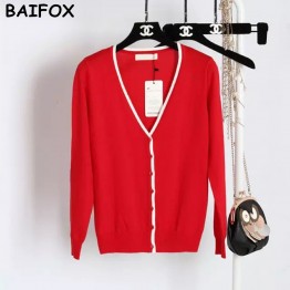 BAIFOX Spring New Style 2017 Summer Autumn Jackets Girl  Women's Outerwear Lace Candy Color Crochet Knit Blouse Winter Coat