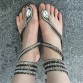 BAITU Women Sandals Summer Girl Boho Flat 2017 Beach Silver Rhinestone Sandals Women Low Heel Flip Flop Bling Dress Shoes 920332807366108