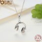BAMOER 2017 New 925 Sterling Silver Lovely Musical Headset Pendants Necklace Women Statement Jewelry CC036
