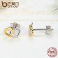 BAMOER 2017 New Arrival 925 Sterling Silver Heart to Heart Small Stud-Earrings Women Engagement Jewelry PAS442