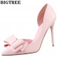 BIGTREE Elegant D&#39;Orsay High Heel Shoes Slip On Party Shoes 10.5CM Thin Heels With Bowtie Fashion Point Toe Women Pumps DS3168-232426829035