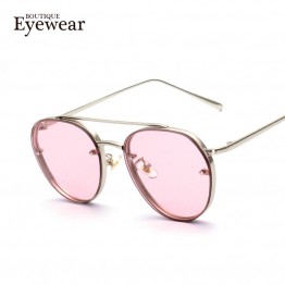 BOUTIQUE Women Round Double Beam Sunglasses Men Clear lens Vintage Glasses UV400