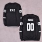 BTS Kpop EXO Women Hoodies Pullover Sweatshirt Suho Sehun Luhan Black Autumn Capless Sweatshirt Women Korean EXO32791083700