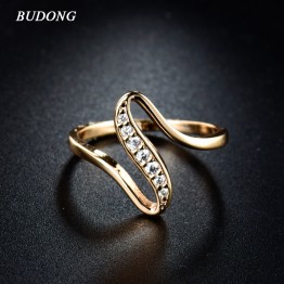 BUDONG 2017 Women Finger Rings Gold-Color Engagement Wedding Rings for Women Cubic Zirconia CZ Vintage Lady Jewelry Bijoux 