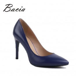 Bacia 9.8cm High Heels Pumps Sheepskin Handmade Luxury Hot Fashion Shoes Genuine Leather Female Ladies Pumps Russian Size VC010
