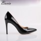 Bacia Genuine Leather shoes Summer Black High Heels Women Classic 9.5cm Thin Heel Pointed Toe Pumps Fashion Party Shoes VB001