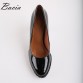 Bacia Genuine Leather shoes Women Round Head Pumps Sapato feminino High Heels Patent Leather Fashion Black Payty Shoe 2016 VA010