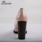 Bacia Square Heel pumps Genuine Leather Shoes For Women Luxury Quality Heels Round Toe Slip On Bridal Shoes Russion Size VA00332687697448