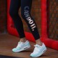 BerylBella Women Leggings Fitness Work Out Leggins 2017 Summer Gold High Waist Elastic Pants Compression Women Legging Trousers