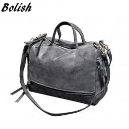 Bolish  New Arrive Women Shoulder Bag Nubuck Leather Vintage Messenger Bag Motorcycle Crossbody Bags Women Bag