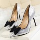 Brand Shoes Woman Spring Summer Bowtie Sequin Women Pumps High Heels Fashion Sexy Thin Slip-on Pointed Toe Lady party Shoes