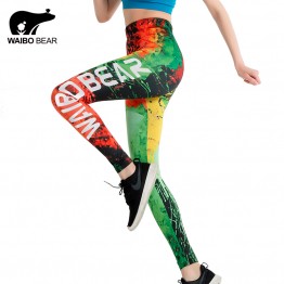 Brand Slim Leggings Graffiti Fire 3D Print push up leggings sport WAIBO BEAR logo Ankle-Length Elastic Fitness Pencil leggins