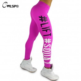 CWLSP Sexy Skinny Legging Women Sportswear Lift Squat Print Fitness Pants Push Up Hips Women's Leggins stretch pants QA1577