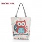 Cartoon Owl Print Casual Tote Lady Canvas Beach Bag Female Handbag Large Capacity Daily Use  Women Single Shoulder Shopping Bags32699590481
