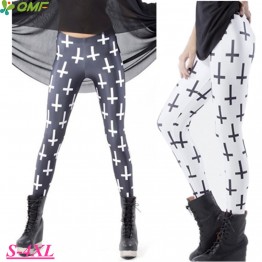 Christian Cross Printed Fitness Gym Workout Tights Black Sexy Hips Push Up Yoga Running Leggins White Slim Pencil Jeggings Femme