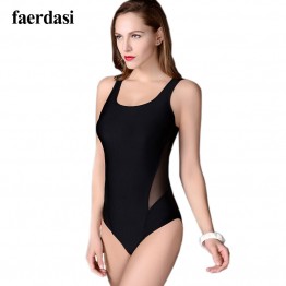 Classic Black Triangle Swimwear 2016 New Sexy Swimming Bodysuit One piece Swimsuit Women Bathing suit High waist Mesh monokini