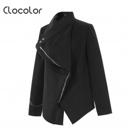 Clocolor 2017 Fashion New Arrival Black Women Jacket Long Sleeve Spring Stylish Solid Coat Female Irregular Cloak Winter