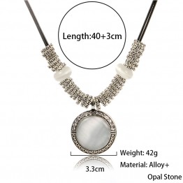 Collares 2017 Fashion Opal Statement Necklaces & Pendants Women Vintage Accessories Collier Femme Leather Jewelry Bijoux Colar