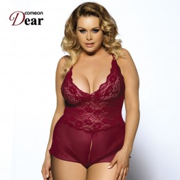 Comeondear Wholesale And Retail Best Selling Nightwear High Quality RK70334 Popular Teddy Red Lace See Through Sexy Lingerie
