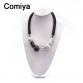 Comiya Ethnic Bohemian Black Rope Necklace For Women Geometric Vintage Choker Resin Wood Beads Necklaces & Pendant Jewelry 2017