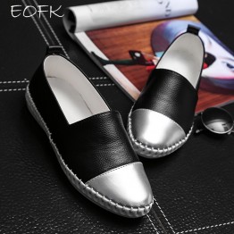 EOFK Brand High Quality Women Genuine Leather Shoes Slip On Flats Handmade Shoes Loafers mocassin flat Women's shoes Slipony