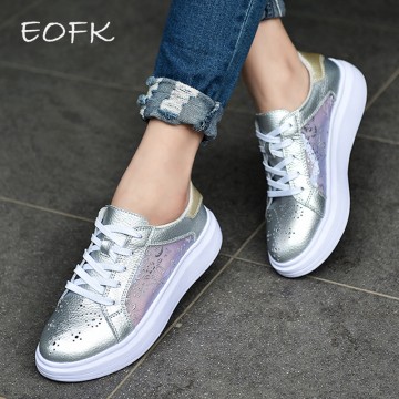 EOFK New Summer Zapato Women Flat Breathable Mesh Zapatillas Shoes For Women Lace pattern Casual Shoes trainers