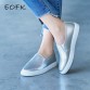 EOFK Spring High Quality Women Leather Loafers Casual Flats Shoes Woman Slip On Female Shoes Moccasins slipony zapatos mujer
