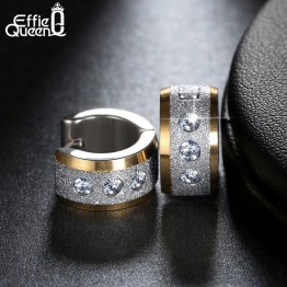 Effie Queen Factory Price Stainless Steel Earrings Pendientes Jewelry 2017 Round Hoop Women or Men Punk Rock Earrings IE01