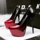 Europe Sexy Ultra-high 14cm Shoes Round Toe Waterproof Fashion Women Pumps Wedding Shoes Patent Leather High Heels 2A