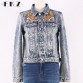 FKZ Fashion Women Jeans Jacket Ladies Denim Embroidery Coat Woman Washed Jeans Tops Vogue Vintage Boyfriend Outerwear SKCJS8331