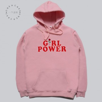 Factory Direct Sales Women Personality Roses Winter Long Sleeves Tracksuit Sportswear Girl Power Woman Hoodie 100 Cotton Pink32806260833