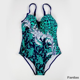 Faerdasi 2017 Plus Size Women Floral One Piece Swimsuit Deep V Neck Bathing Suit Sexy Beach Wear Swimwear 