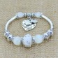 Fashion Silver Plated Jewelry Love Heart Charm Bracelets & Bangles Glass Beads Strand Bracelets for Women 2017 Boho Bohemian
