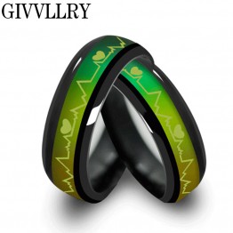 Fashion Titanium Black Mood Rings Temperature Emotion Feeling Engagement Rings Women Men 2017 Promise Rings For Couples Jewelry