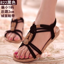 Fashion Women Sandals Flat Summer Shoes Buckle Strap Casual Beach shoes Black String Bead Sandals