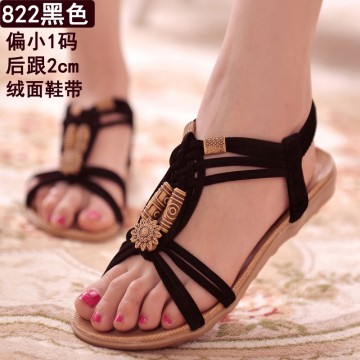 Fashion Women Sandals Flat Summer Shoes Buckle Strap Casual Beach shoes Black String Bead Sandals32800122843