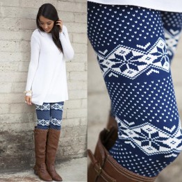 Feitong Christmas Winter Girl Warm Colorful Print Skinny Leggings 2016 Active Wear Women Snowflakes Leggings Plus Size #OR