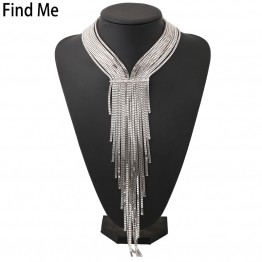 Find Me 2017 fashion brand long tassels collar choker necklace vintage crystal maxi statement necklace women Jewelry wholesale