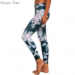 Future Time 2017 Casual Leggings Women Fitness Leggings Flower Floral Print Workout Pants New Arrival Mesh Insert Leggings L0040