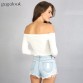 Gagalook 2016 Brand New Blusas Blouse Women Female Femme White Long Sleeve Off Shoulder Top Cotton Sexy Fashion Short 90&#39;S T089532721038374