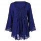 Gamiss Plus Size 5XL Female Blusa Retro Spring Autumn Lace Floral Crochet Patchwork Hollow Long Sleeve Top Feminine Blouse Shirt