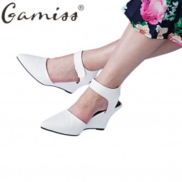 Gamiss Summer Women High Heel Sandals Pointed Toe High Heels Shoes Platform Wedges Walk Shoes All Match Shoes Women Casual Pumps
