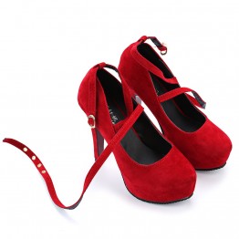Gamiss Women High-heeled Pumps Platform Sandals Round Toe High Heels Women Shoes Cross Strap Red Bottom Party Wedding Shoes 