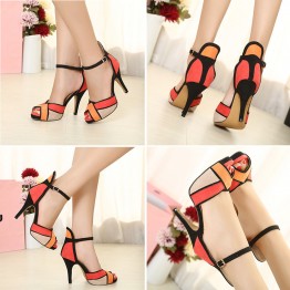 Gamiss Women High Heels Sandals Peep-toe Sexy Thin Heels Shoes Patchwork Vogue Crossover Hasp Wedding Shoes Mulheres Sandalias 