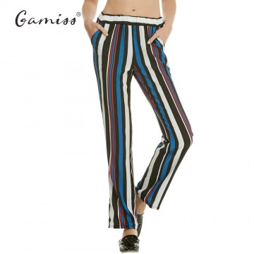 Gamiss Women Long Pants 2017 New Fashion Bohemian Bottom Pants Hippie Boho beach striped pencil Trousers Women Summer Pants