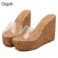 Gdgydh 2017 New Summer Transparent Platform Wedges Sandals Women Fashion High Heels Female Summer Shoes Size 34-39 Drop Shipping32338807168