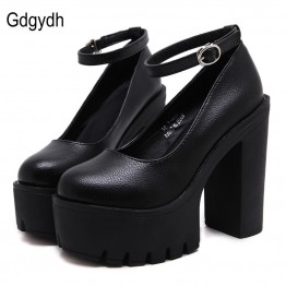 Gdgydh 2017 new spring autumn casual high-heeled shoes sexy ruslana korshunova thick heels platform pumps Black White Size 40