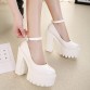 Gdgydh 2017 new spring autumn casual high-heeled shoes sexy ruslana korshunova thick heels platform pumps Black White Size 4032285164428